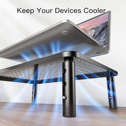 HUANUO 2 Count HNLL3K2 Adjustable Height Monitor Stand for 2 Monitors
