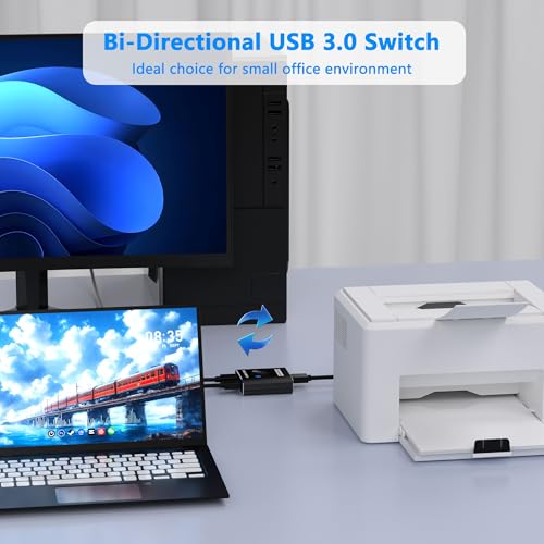 Movcle USB 3.0 Switch, Bi-Directional USB Switcher, 5 Volts, 1 Amps, Normally Closed, Push Button, 2-way, IP20, RoHS Compliant