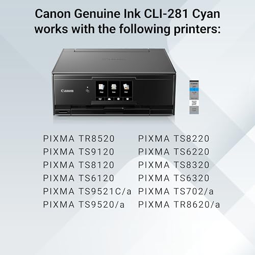 Canon CLI-281 Cyan Ink Tank 250 Pages Compatible with PIXMA Printers
