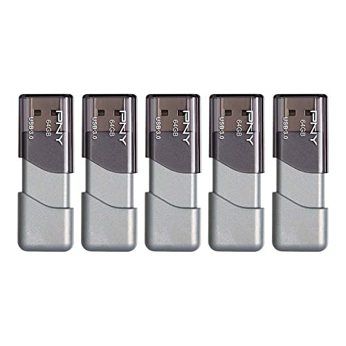 PNY 64GB Turbo Attaché 3 USB 3.0 Flash Drive, Silver