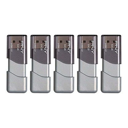 PNY 64GB Turbo Attaché 3 USB 3.0 Flash Drive, Silver