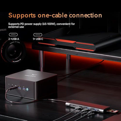 MINISFORUM UM890 Pro Mini PC, AMD Ryzen 9 8945HS (up to 5.2GHz), 32GB DDR5 5600MHz RAM, 1TB PCIe 4.0 SSD, Mini Desktop, Quad Display HDMI/DP1.4/USB-C