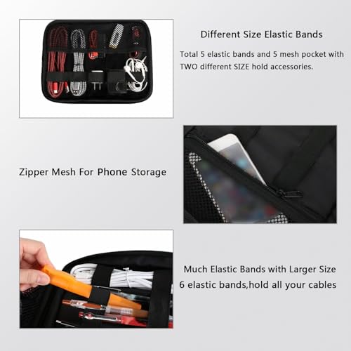 MATEIN Medium 1225BLK Waterproof Electronics Organizer Case