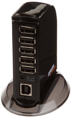Amazon Basics 7-Port USB 2.0 Hub Tower, Model HU2W70E1, Black