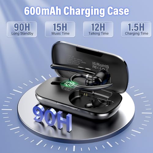 Thunelec Wireless Bluetooth 5.3 Earpiece G9 90 Hours Active Noise Cancellation Single-Ear Headset