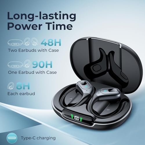 occiam T19 Wireless Earbuds 90Hrs Playback Bluetooth 5.4 In-Ear Active Noise Cancellation Headphones Sports