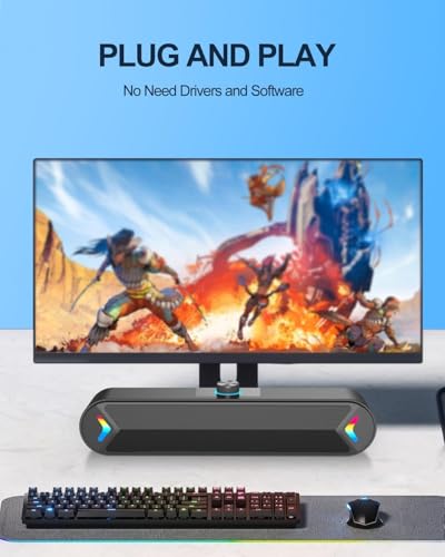 LENRUE 12.5 Inches A39PRO Black Stereo Soundbar Computer Speaker USB Powered Wired