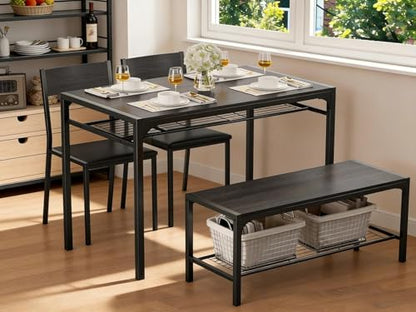 Gizoon 4 Piece Dining Table Set Rectangular Black