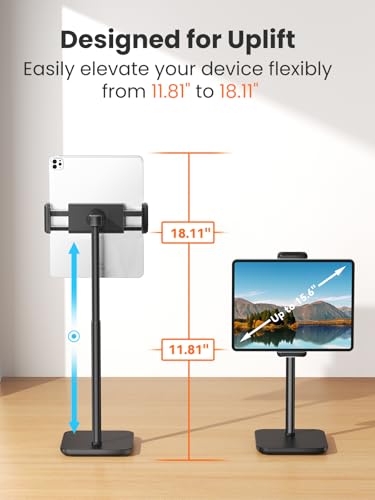 Tounee 1.6kg TS2 Adjustable Tablet Stand, Compatible with Devices up to 15.6", Ergonomic Design, Tabletop Mount