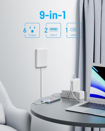Olcorife 6 Outlets, 3 USB Ports, 125 Volts Power Strip with 2000 Joules Surge Protection, Model DM2