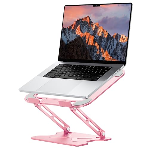 JCZT Laptop Stand NH02 Adjustable Ergonomic Height and Angle Metal Stand for Laptops 10–16 inches Pink
