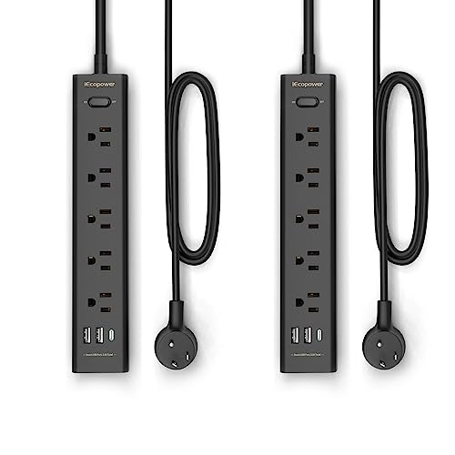 IECOPOWER 10.3" x 1.97" Power Strip Model WD-R1203U 125V 10A 5 Outlets with 3 USB Ports