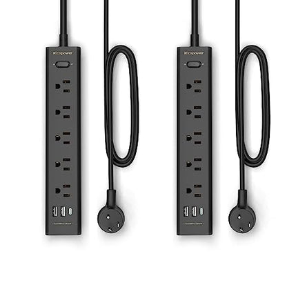 IECOPOWER 10.3" x 1.97" Power Strip Model WD-R1203U 125V 10A 5 Outlets with 3 USB Ports
