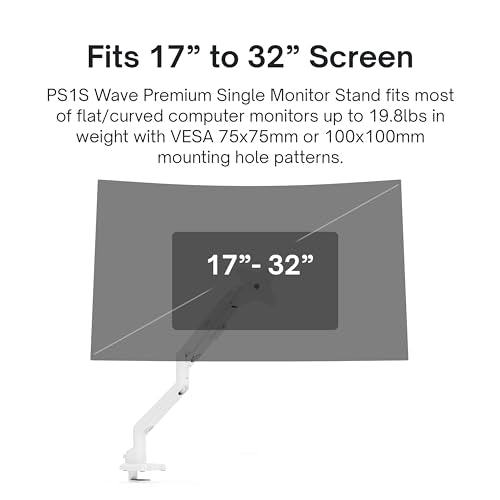 Pixio PSW1SWH 17-32 Inches Monitor Arm Stand VESA Mount Swivel Metal White