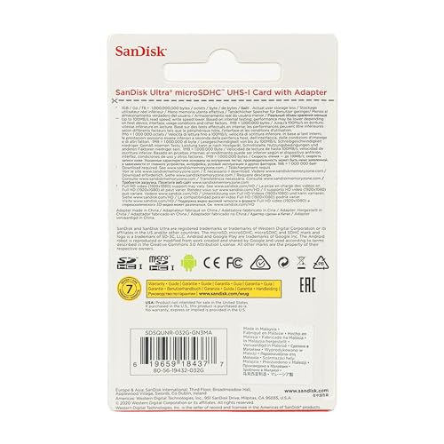 SanDisk 32GB SDSDQUAN-032G-G4A microSDHC Class 10 UHS-I Memory Card with SD Adapter