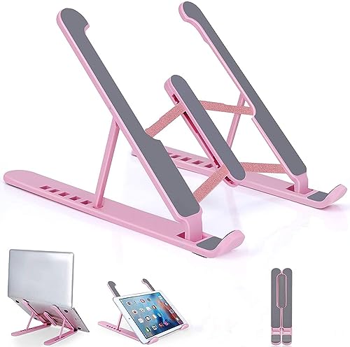pidien Portable Laptop Stand PLS-08 Foldable Adjustable Aluminum Riser 1 Count Pink