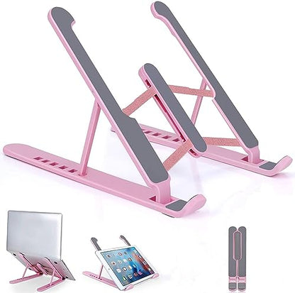 pidien Portable Laptop Stand PLS-08 Foldable Adjustable Aluminum Riser 1 Count Pink
