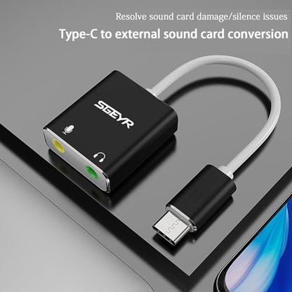 SGEYR Type C TPC-S01-US USB Type-C External Sound Card with 3.5mm Jack