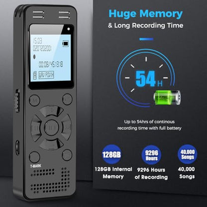 EVIDA 128GB Digital Voice Recorder Model VR01 USB 2.0 WAV 1.5-Inch
