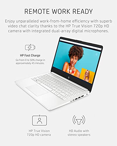 HP 14-dq0040nr Laptop, 14-Inch, 1366 x 768, LED, Standard Laptop, Snowflake White