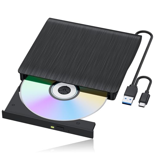 LLMHHKYK Portable External Blu-ray Drive XD021-1 USB 3.0 Type A & C Black