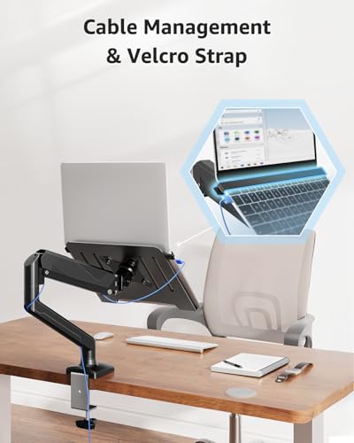 MOUNTUP Adjustable Laptop Arm Mount for Desk MU4007-07, Black, Clamp/Grommet Mounting