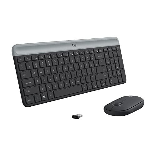 Logitech MK470 Slim Wireless Keyboard and Mouse Combo - Model 920-009437 - USB Connectivity - Optical Movement Detection - QWERTY Layout - Compatible with Windows 7, 10, 11 - Graphite