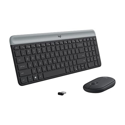 Logitech MK470 Slim Wireless Keyboard and Mouse Combo - Model 920-009437 - USB Connectivity - Optical Movement Detection - QWERTY Layout - Compatible with Windows 7, 10, 11 - Graphite