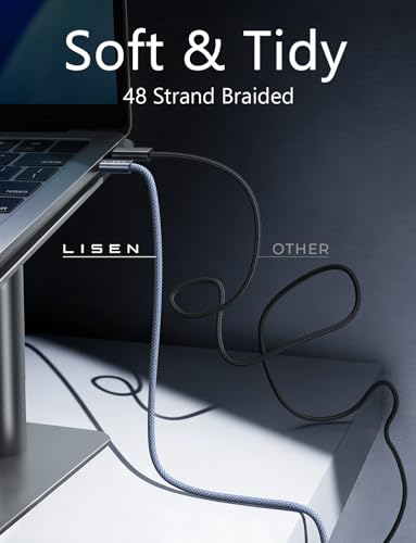 LISEN 6.6 Feet USB C to USB C Cable 240W Charging Type C Charger Fast Charging 2 Pack