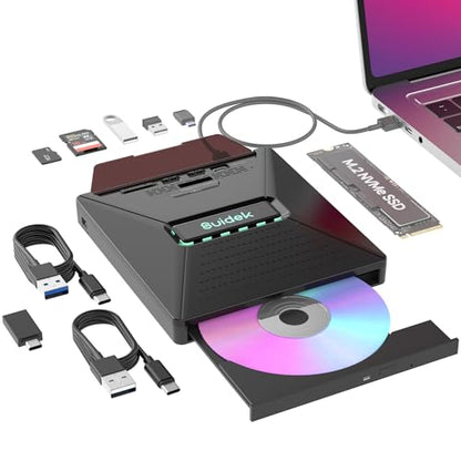 SUIDEK External 7-in-1 CD/DVD Drive F05 USB 3.0 24x Portable Optical Drive