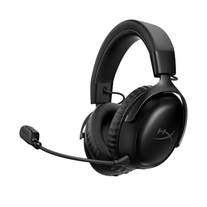 HyperX Wireless Headset A59YZAA, Bluetooth 5.0, 2.4GHz, Battery Life up to 120 Hours, 53mm Dynamic Drivers, Detachable Microphone – Black
