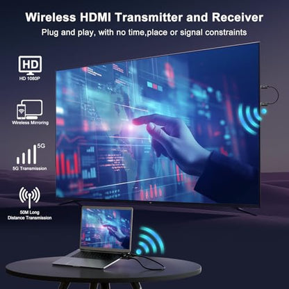 Anytrox Wireless HDMI Transmitter and Receiver Male-to-Male 4K Decode 1080P Indoor HDMI Extender Model THT-020-8