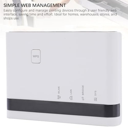 GOWENIC USB Print Server, 10 100Mbps LAN Bridge Wireless Wired Standalone Print Server Support 4 Printers Plug and Play, with 480Mbps USB 2.0 Port, for Windows OS 7 8 10 11 and macOS (US Plug)