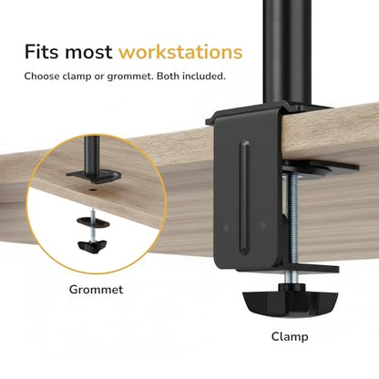 Mount-It! 32 inch MI-2752 Full Motion Monitor Arm Dual Desk Mount Clamp Grommet Adjustable Steel