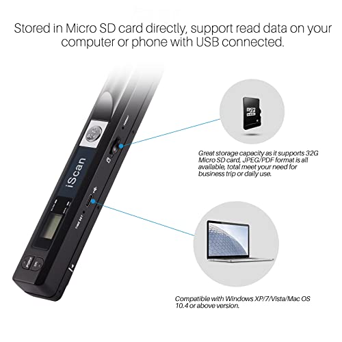 AOZBZ Handheld Document Scanner 900DPI USB CIS Portable Scanner