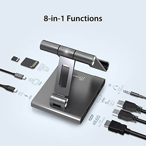 j5create 4.92 x 3.94 x 1.42 inches 4K60 HDMI, 2 x USB-A 5Gbps, 100W PD Charging, microSD/SD Card Reader, 3.5mm Audio Jack (JTS224)