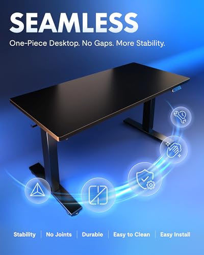 FLEXISPOT 48x24 MAH0002196 Electric Adjustable Desk, Rectangular, Modern Style, Black