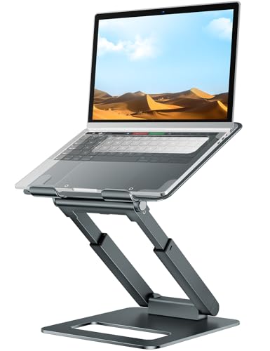 Tounee LS07 Telescopic Laptop Stand Adjustable Height 10 to 17 Inches Gray Desktop Stand