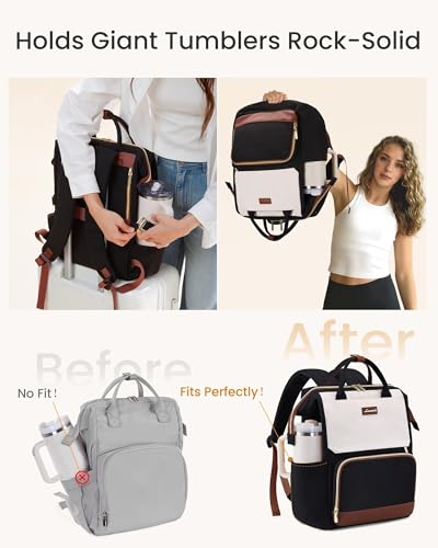 LOVEVOOK 15.6 inch Laptop Backpack for Women - Dedicated Water Bottle Pockets - Water Resistant - Smart Organization - Travel Friendly - Adjustable Straps - Polyester Case