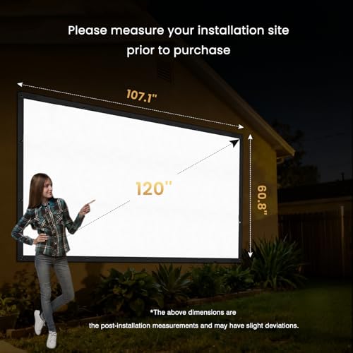 Iolieo 120 inch 16:9 Projector Screen Matte Polyester Wall Mount