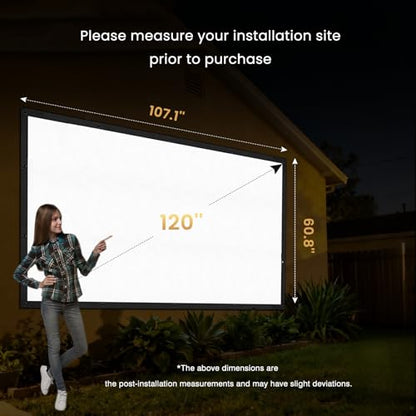 Iolieo 120 inch 16:9 Projector Screen Matte Polyester Wall Mount