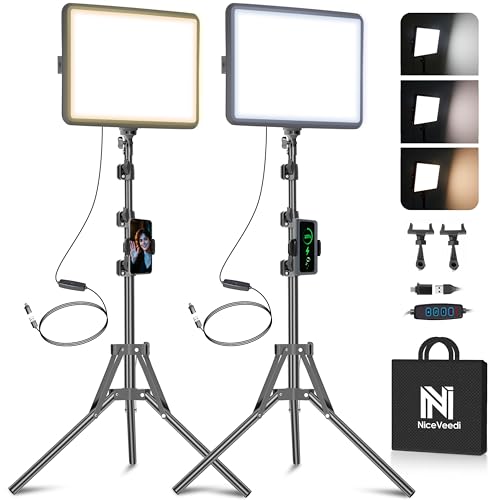 NiceVeedi 2 Count NV-15WHT 2800K-6500K LED Video Light Kit