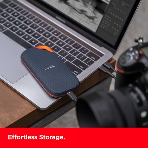 SanDisk 4TB SDSSDE82-4T00-G25 Solid State Drive USB4, Up to 3800 MB/s Read Speed, USB-C Interface, Portable, Shock and Water Resistant, External Hard Drive