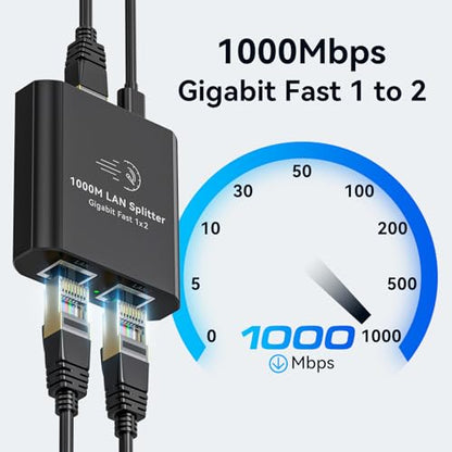 AILVLVNG Ethernet Splitter 1 Port to 2 RJ45 1000Mbps Unmanaged