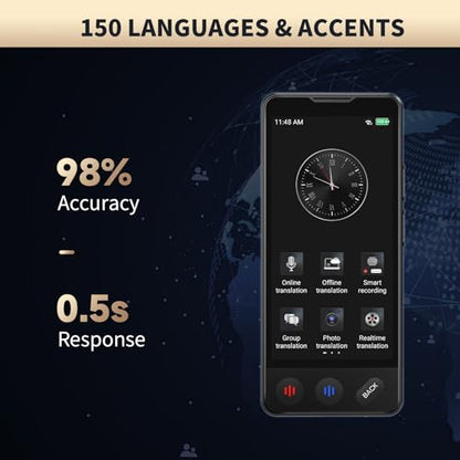 FICALLO Language Translator Device 5.75x3.43x1.65 inches 4.2 ounces