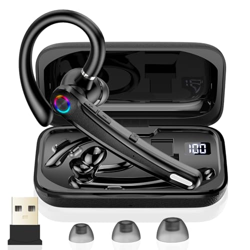 Atheewon U8 Bluetooth Headset V5.4 Wireless Earpiece with Noise Cancelling Dual Microphone