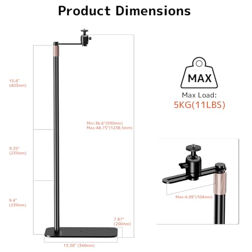 PUTORSEN Projector Stand EMTD-01 Height Adjustable 360° Rotatable Black Metal