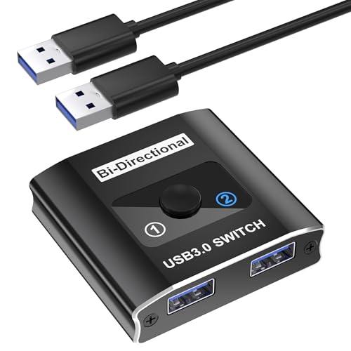 Movcle USB 3.0 Switch, Bi-Directional USB Switcher, 5 Volts, 1 Amps, Normally Closed, Push Button, 2-way, IP20, RoHS Compliant