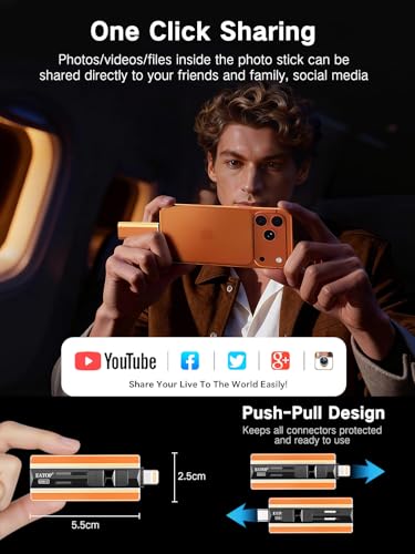 EATOP 512GB EAUSB001 Dual USB Connector Flash Drive, USB Connectivity, Orange