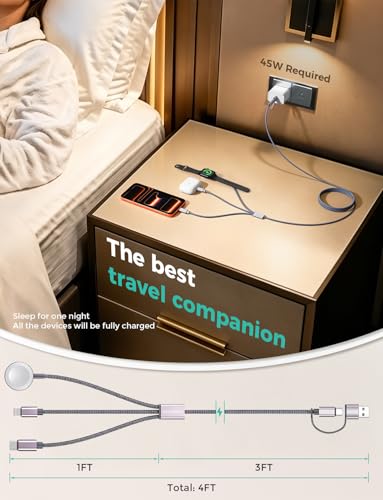 Amasuki 4Feet AK05 USB Type A/C Multi Charging Cable for Apple and Android Devices